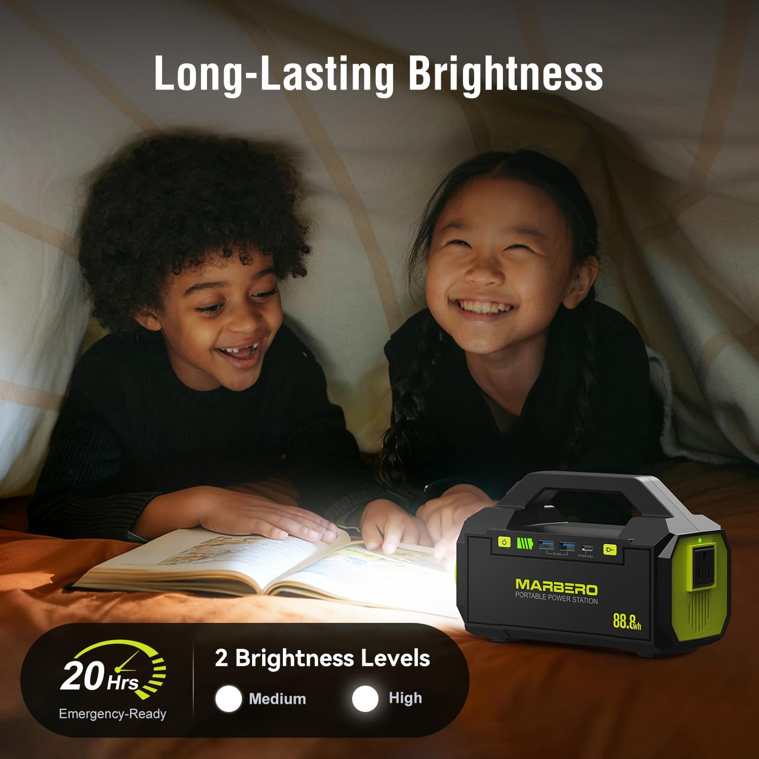 Portable Power Station 88.8Wh Camping Portable Charger with Flashlight High Lume