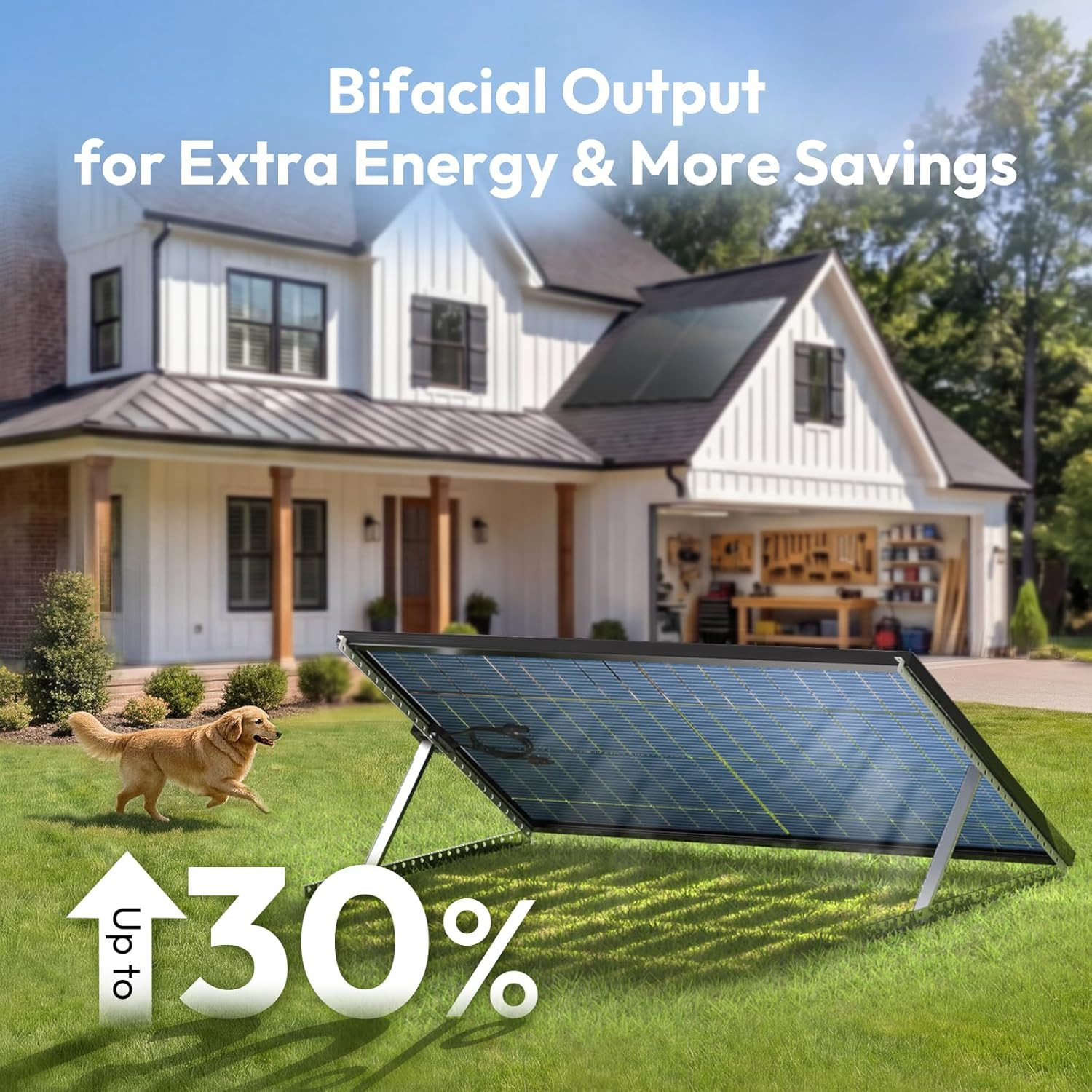Bifacial 425 Watt Solar Panel, N-Type UL 61730 16BB Solar Panels, 25% High Effic