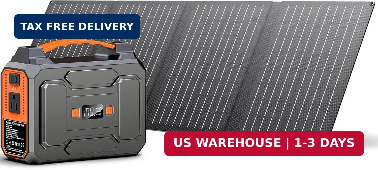 Solar Powered Generator 200W Peak/100W Rated, Portable Solar Generator Power Sta