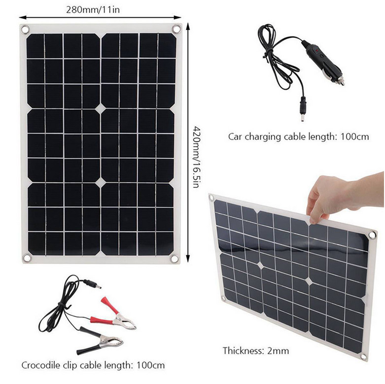 2PCS 500W Solar Panel Kit Dual USB Power 60A Controller Battery Charger Caravan