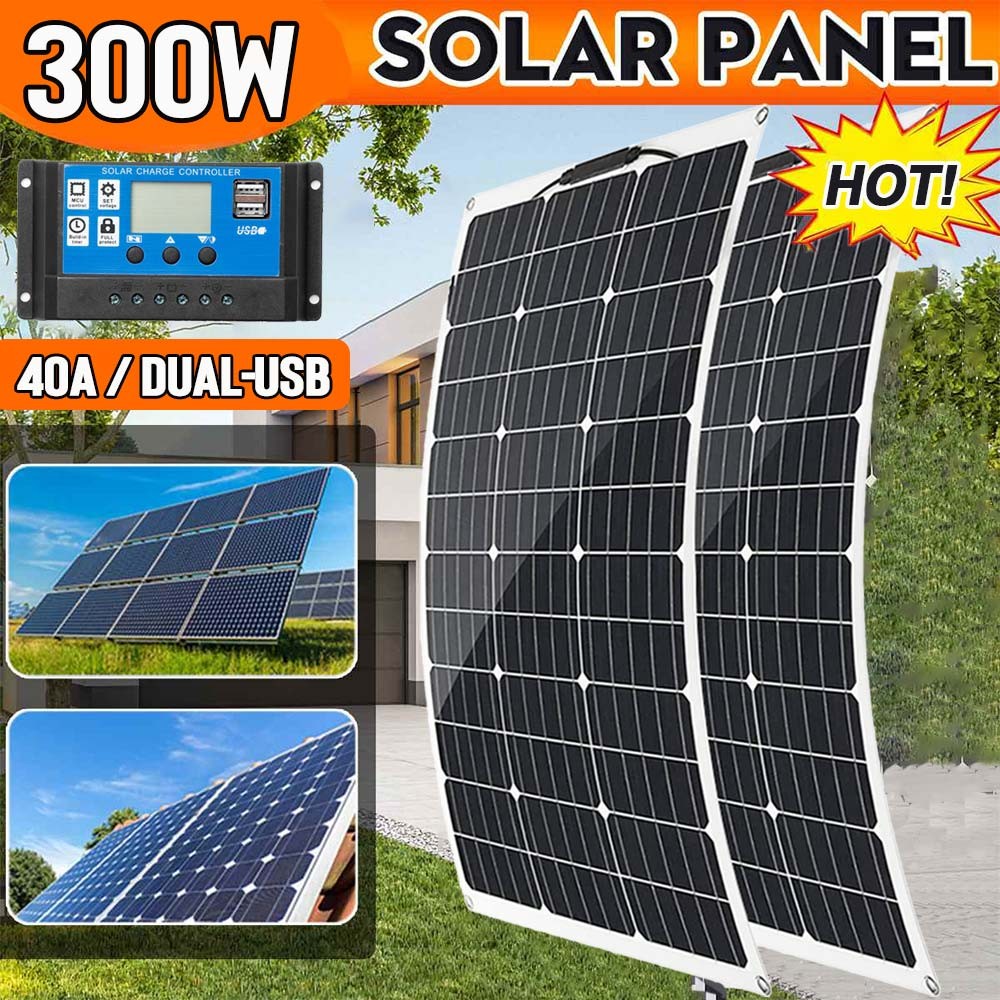 150Watt 300W 600W Flexible Mono Solar Panel 12V Car Boat RV Home Rooftop Roof PV