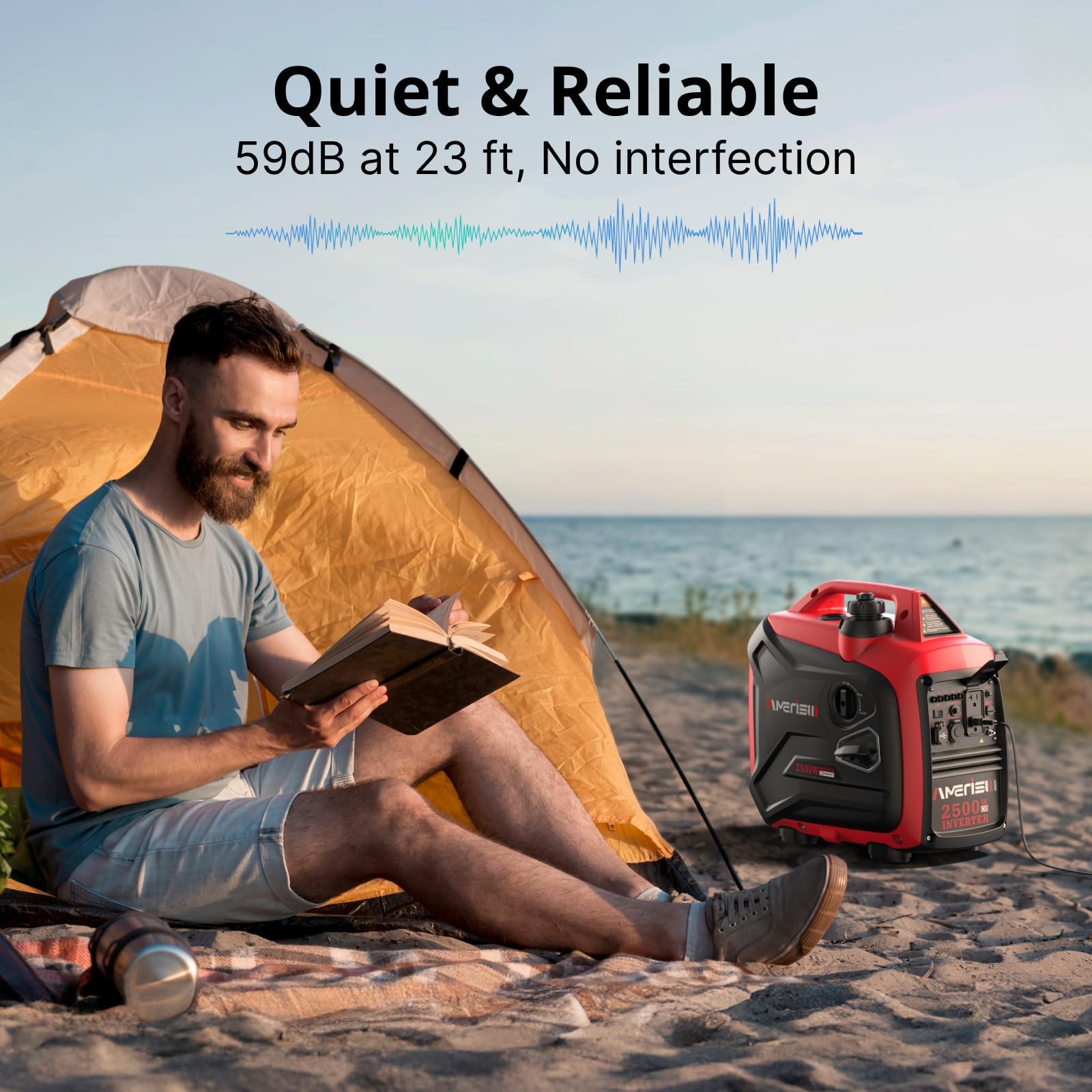 AMERISUN 2500-Watt Gas Powered Portable Inverter Generator for Home Use – Sup…