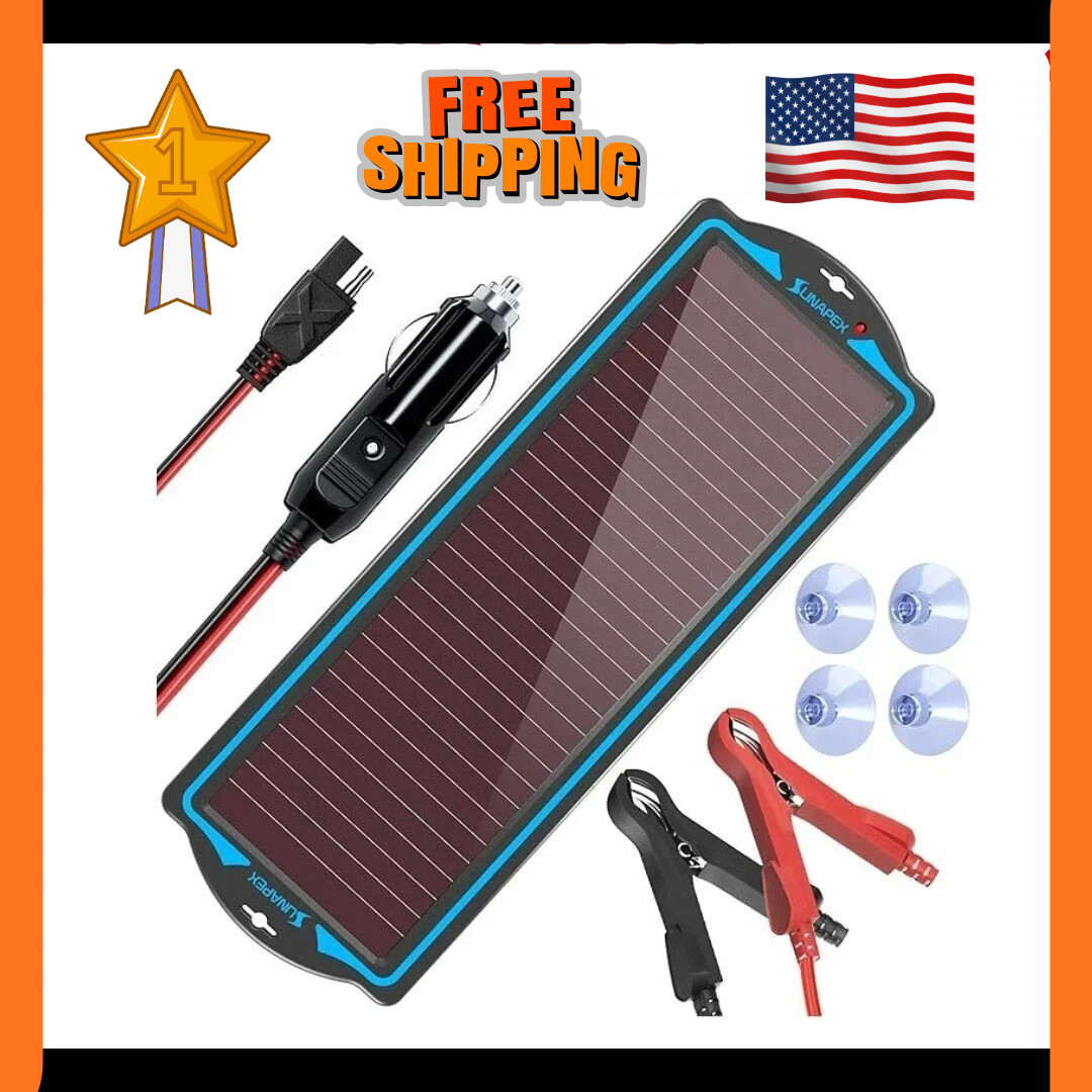 12 Volt Battery Charger Solar Powered Panel for Car Dump Trailer Boat Marine 12v