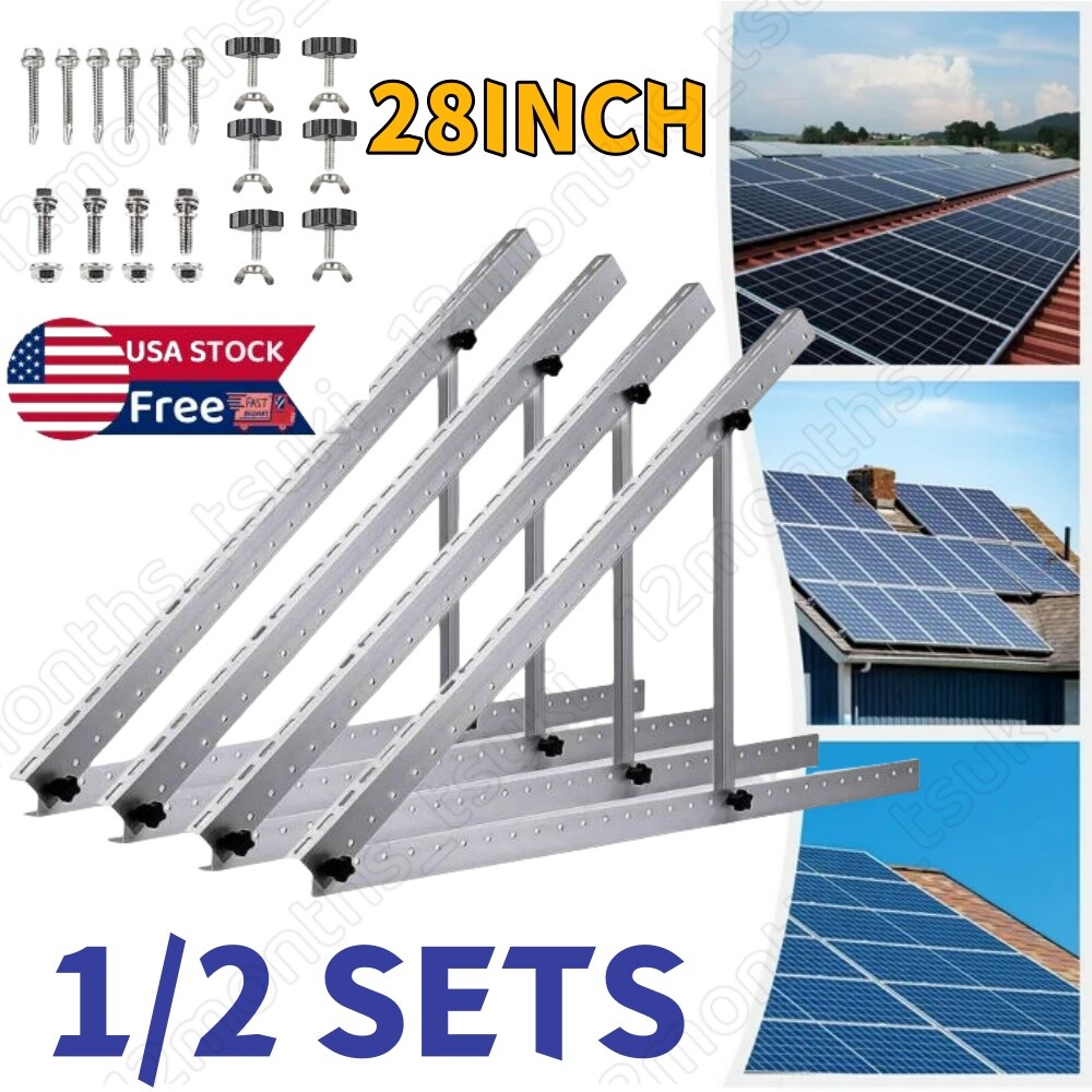 Solar Panel RV Tilt Mount Brackets Kit Boat Roof Flat Surface Adjustable Frame