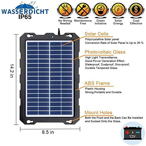 SOLAR BATTERY TRICKLE CHARGER Maintainer Portable Waterproof Panel 7.5W POWOXI