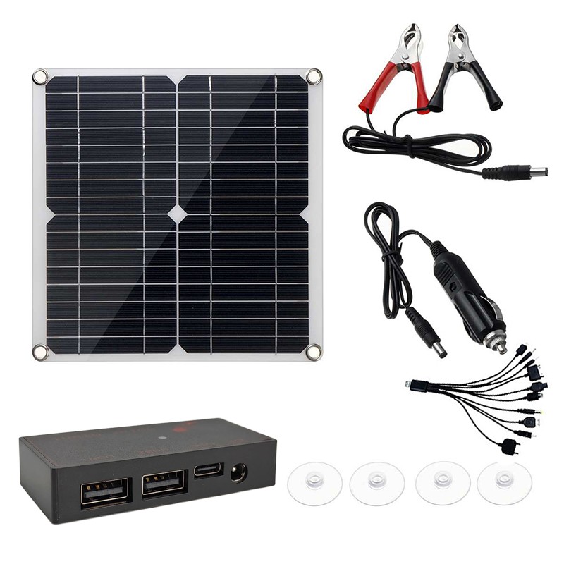 Portable solar cell charger set, including 10 in 1USB fast charging cable