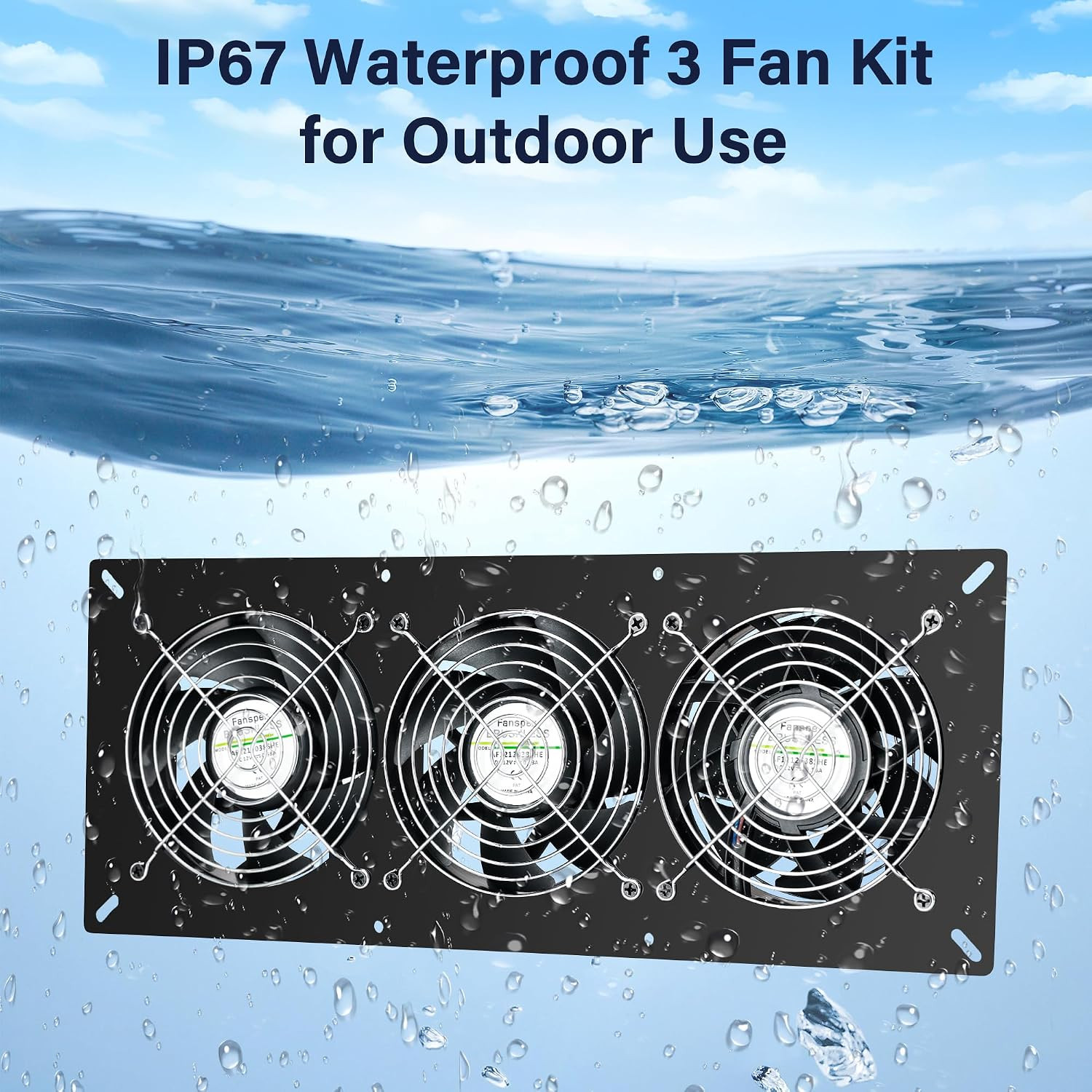 Fanspex Solar 3 Fan Kit, Waterproofed Solar Powered Fans for Outdoor Chicken Coo