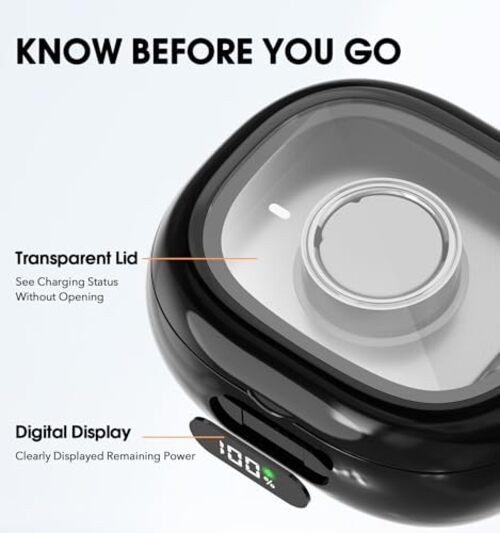 Oura Ring Gen 4 & 3 Charger Charging Case – 2000mAh Portable Travel Case – Black