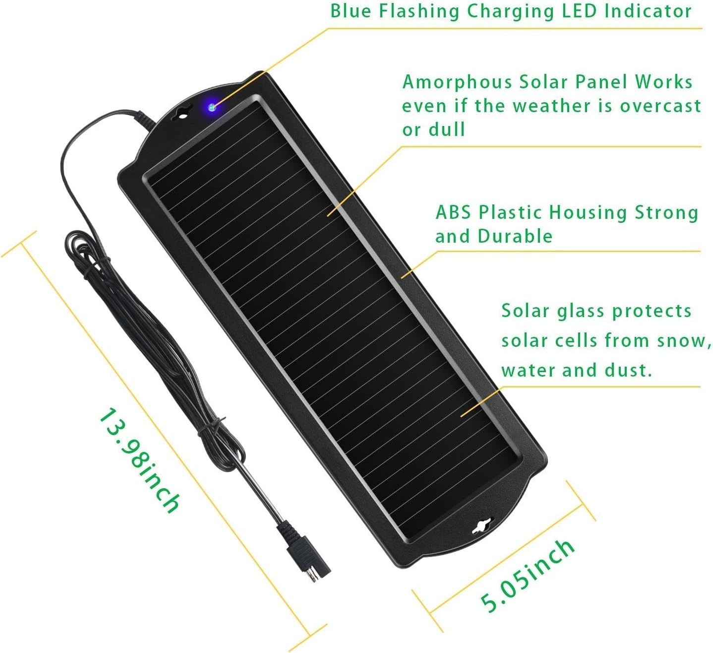Car Battery Trickle Charger & Maintainer 12V Solar Panel Power Battery Charge…