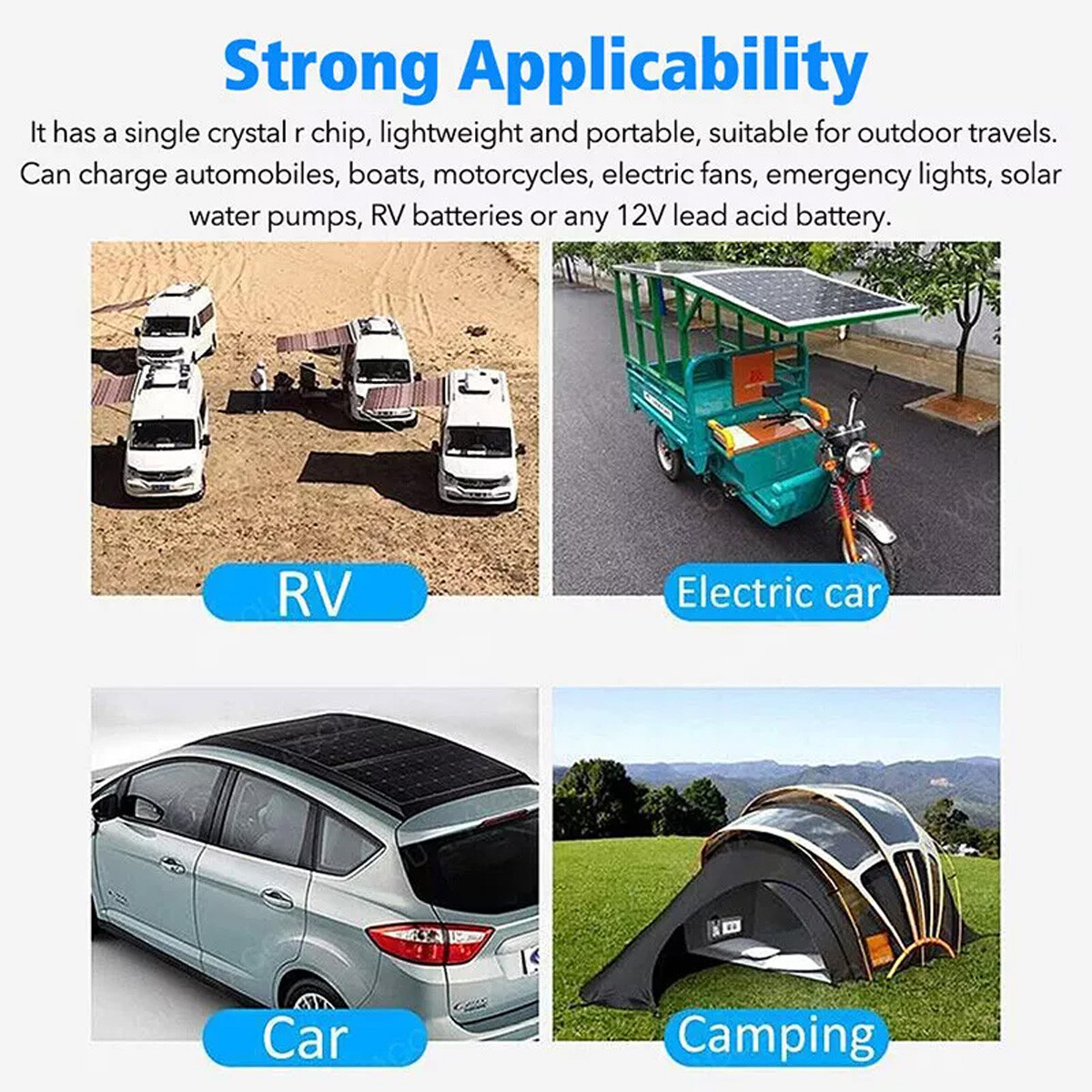 20 Watt Solar Panel Kit 100A 12V Battery Charger w/ Controller for Caravan Boat