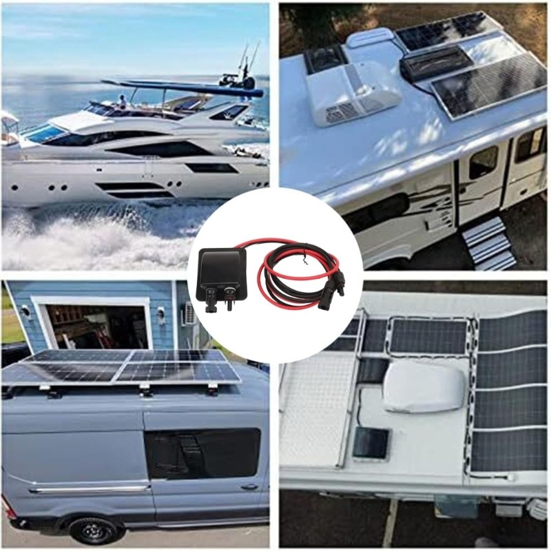 Campers Solar Cable Entry Double Port Waterproof Connectors ABS With Wiring