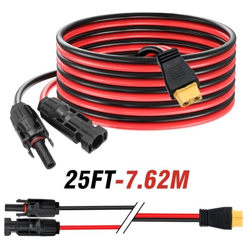 Solar to XT60 Charge Extension Cable, Solar Panel Connector 25FT-7.62M 10AWG