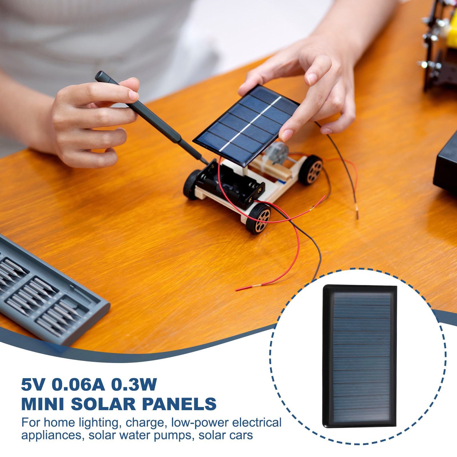 2PCS Mini Solar Panels 5V 0.3W 0.06A for Small Solar Cells