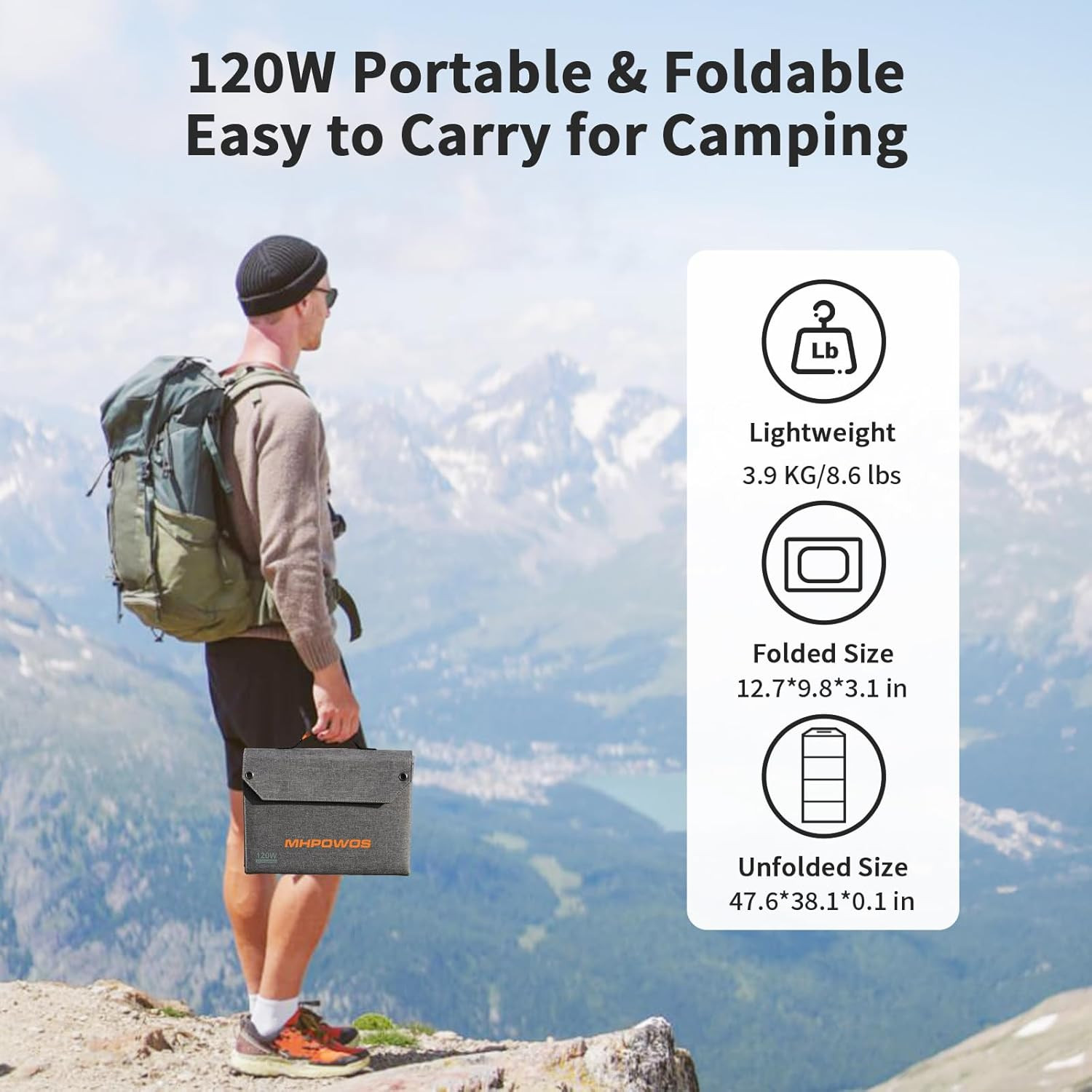 120W Portable Solar Panel, High-Efficiency Charger for Camping & RVs