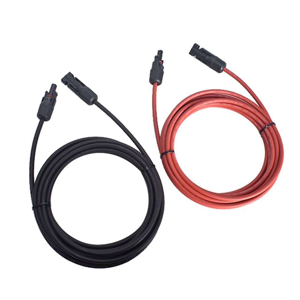 High Quality 12 AWG 15 FT Black + Red Solar Panel Extension Cable Wire Connector