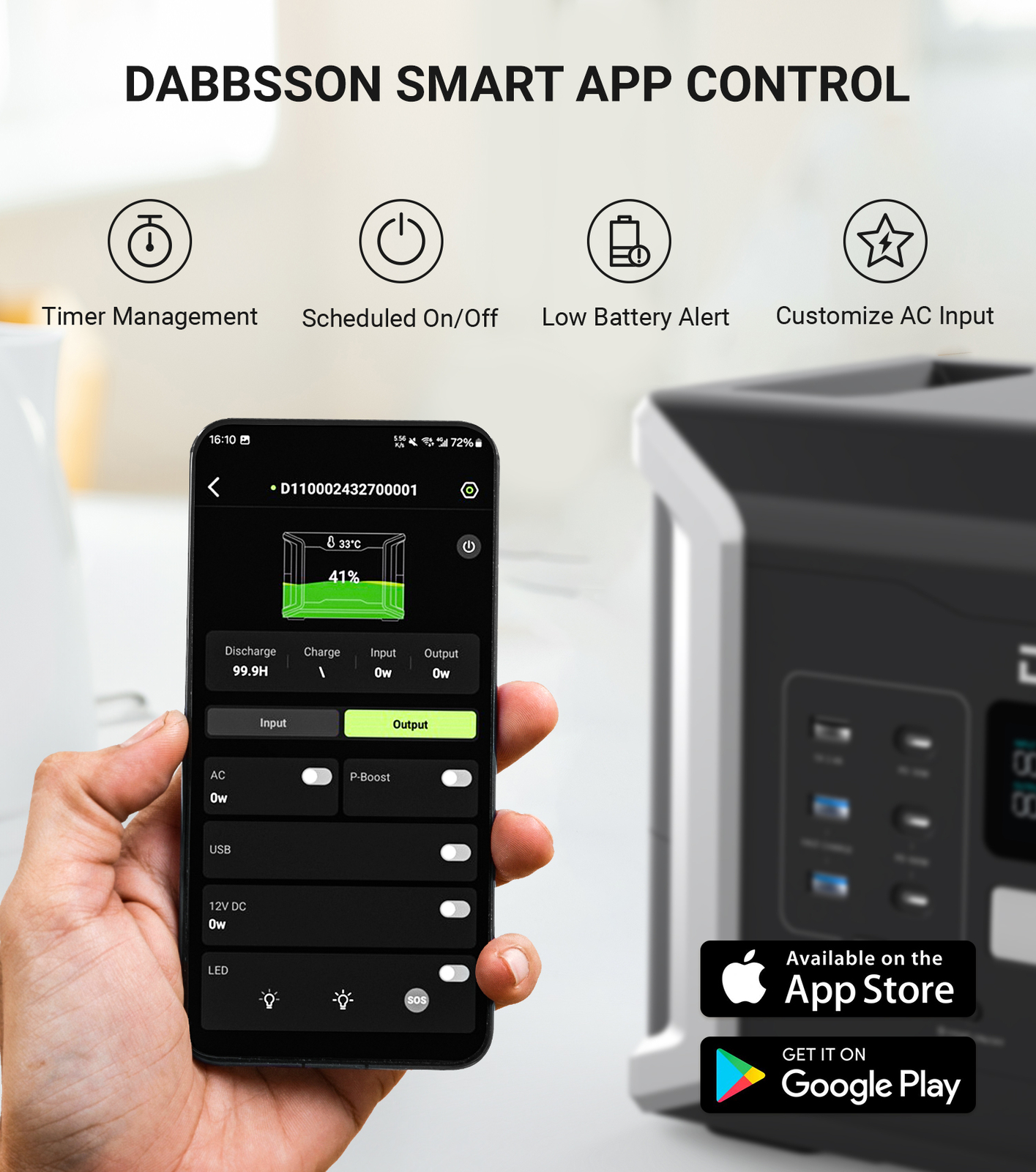 Dabbsson 2000W 1024Wh Portable Power Station Generator + 420W Solar Panel US