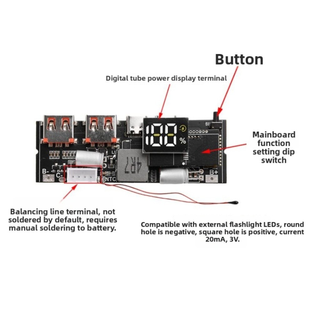 Fast Charging Power Bank Module Circuit Board 65W 100W Compatible with 3S 4S 5S