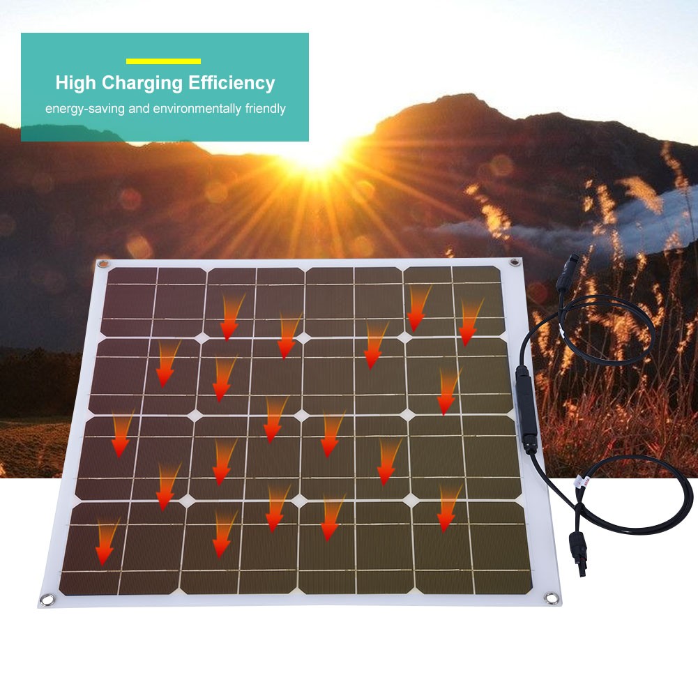 ⊹50W Flexible High Efficiency 12V Solar Panel Outdoor For Home Boat Yacht RV
