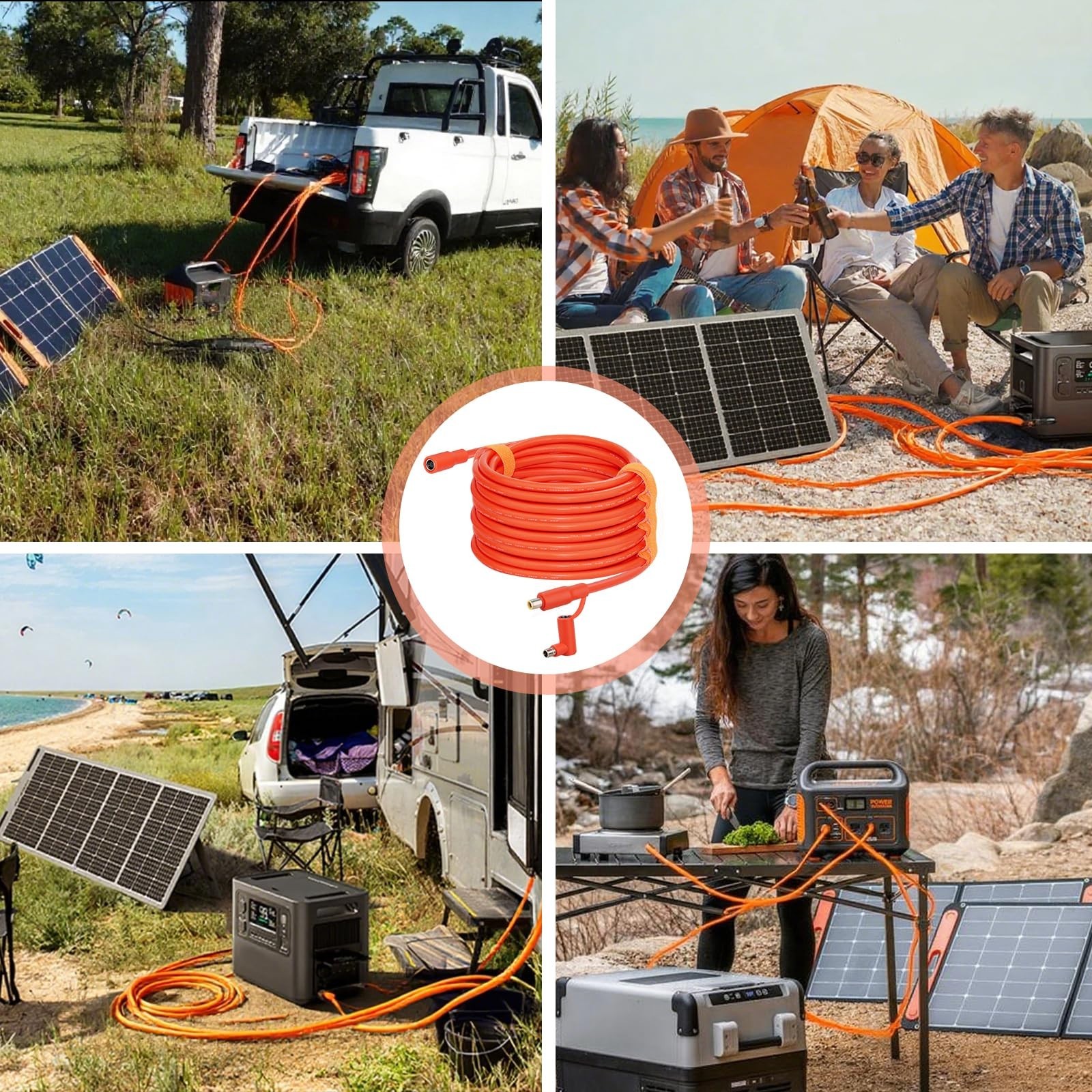 10FT Solar Panel Extension Cable, Female to Male with Right-Angle Adapter, 14AWG