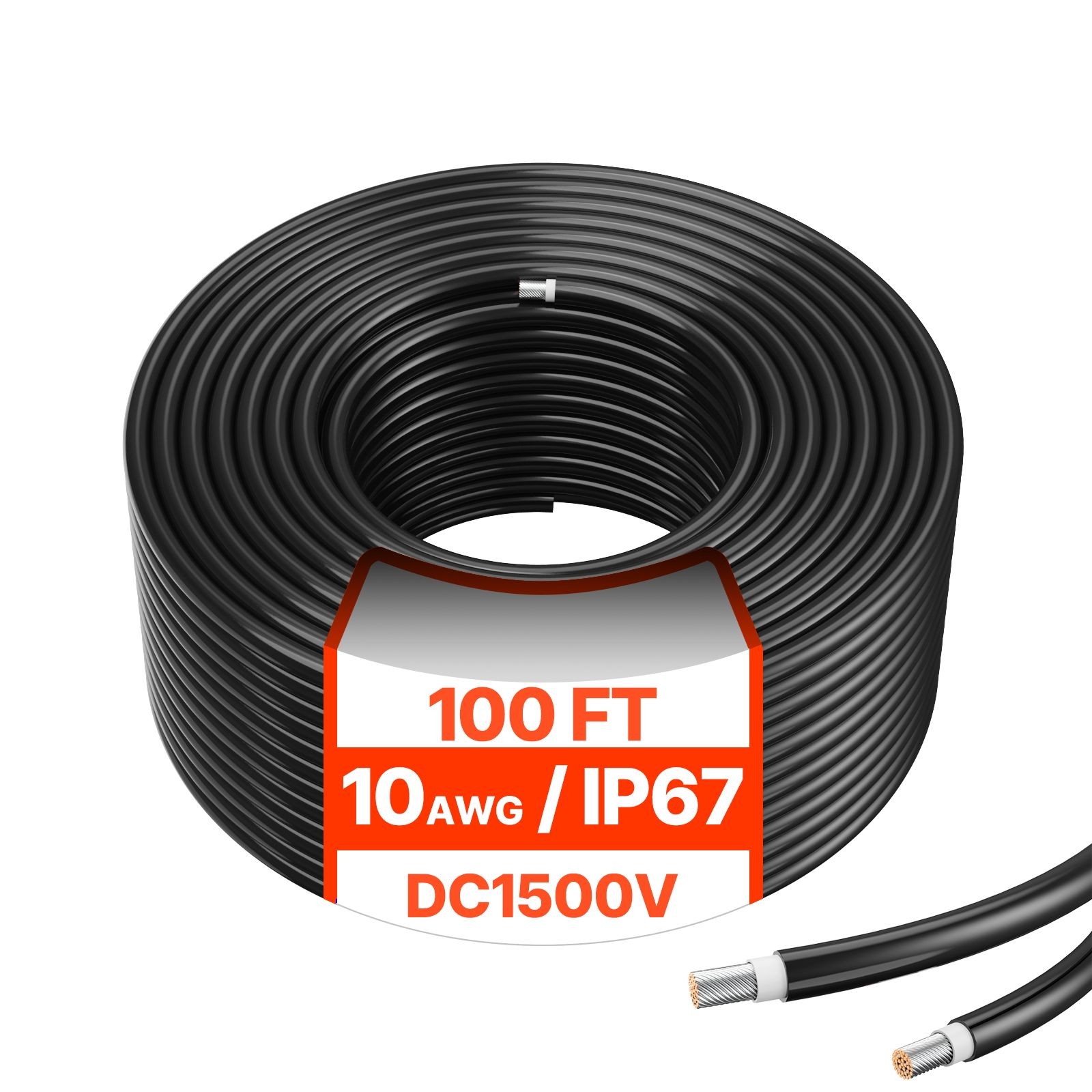 100FT 10AWG PV Solar Cable Waterproof Black for RV