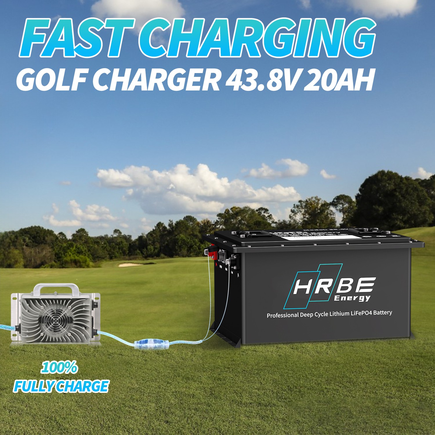 36V 105Ah Golf Cart LiFePO4 Lithium Battery 200A BMS A+Cells with 20A Charger