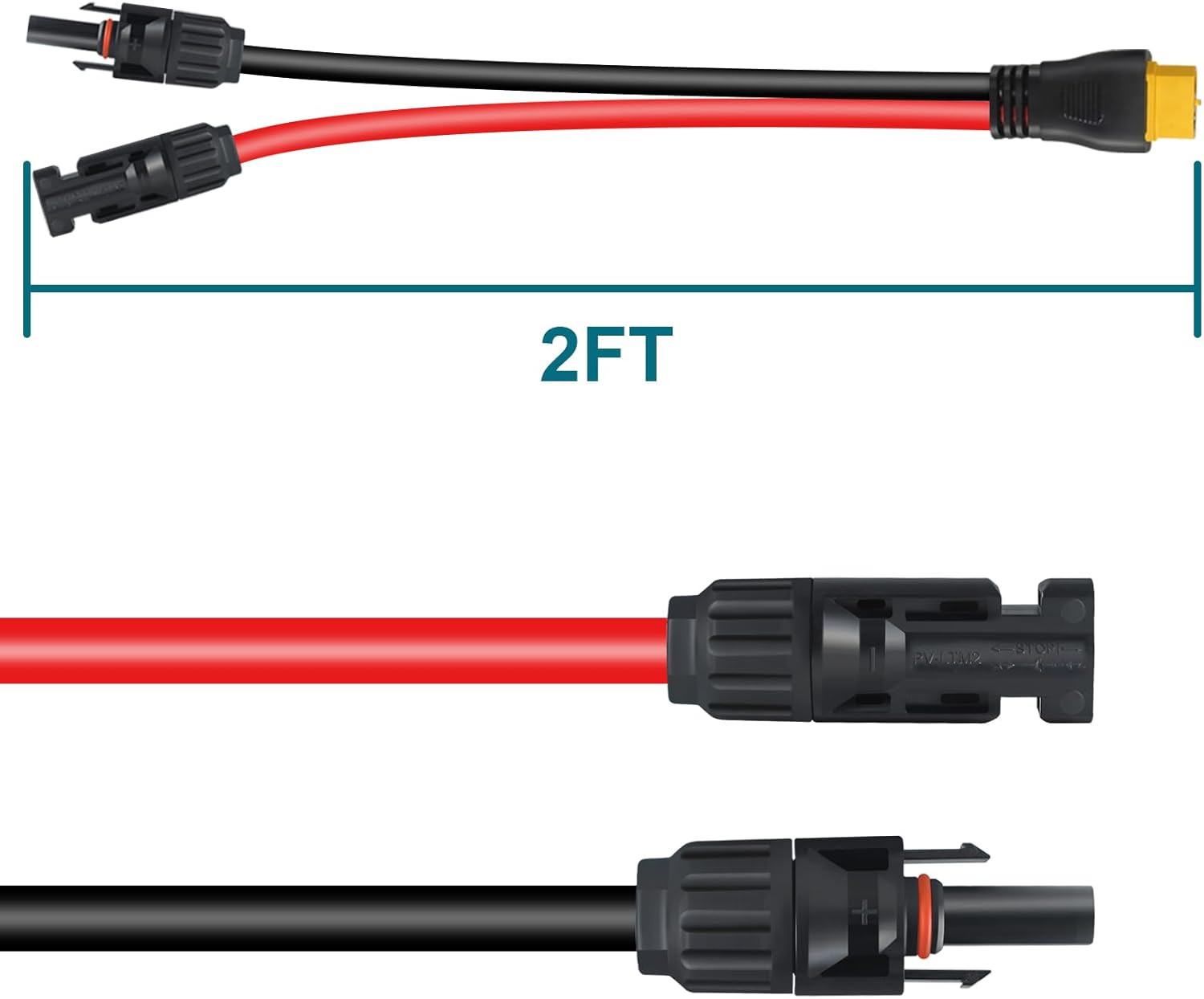 XT60 Connector, MC4 to XT60 Extension Charging Cable 2FT, Solar to XT60 Cable 12