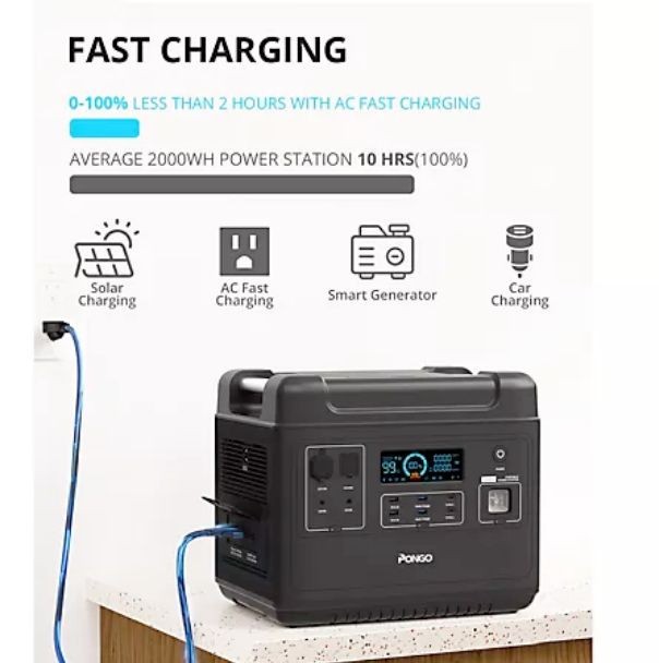 Pongo SN2200 Portable Power Station 2000Wh LiFePO4 2200W AC Solar Generator Gray