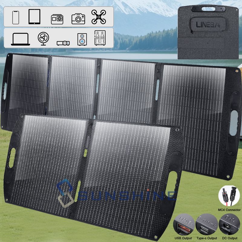 100W 200W Folding Portable Solar Panel Mono 12V Charger RV Boat Home Off-Grid