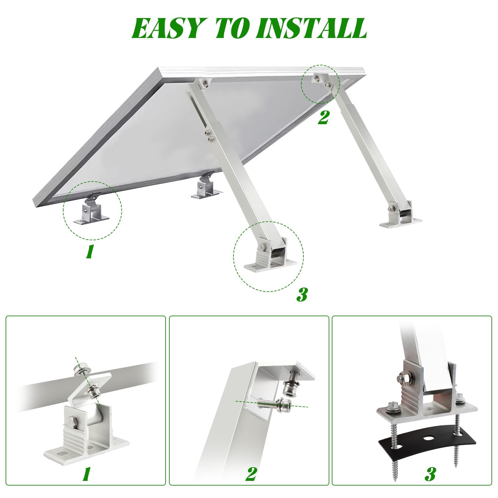 Adjustable Solar Panel Tilt Mount Brackets 14-27in for 100W-450W Panels RV Boat