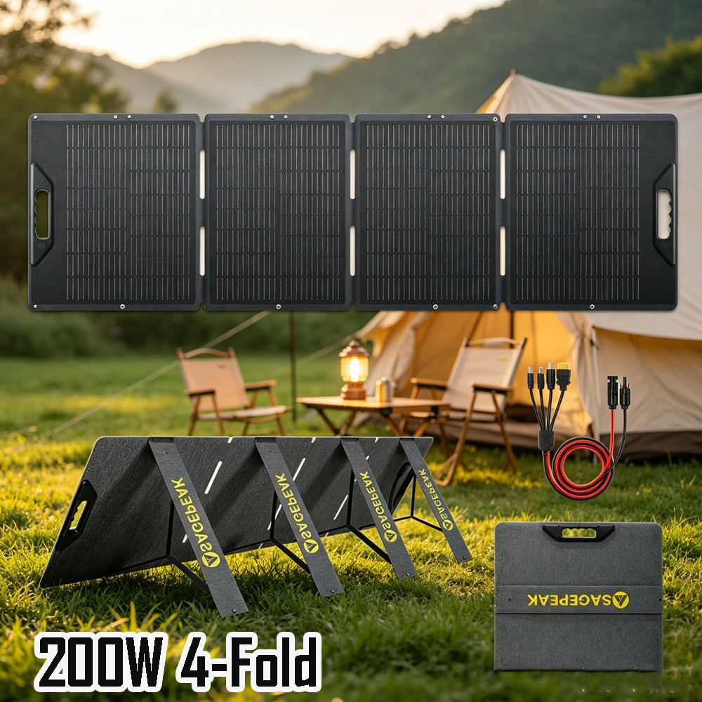 200W Solar Panel MC4 Foldable Off-Grid for Power Station 22.5% Efficiency Boat