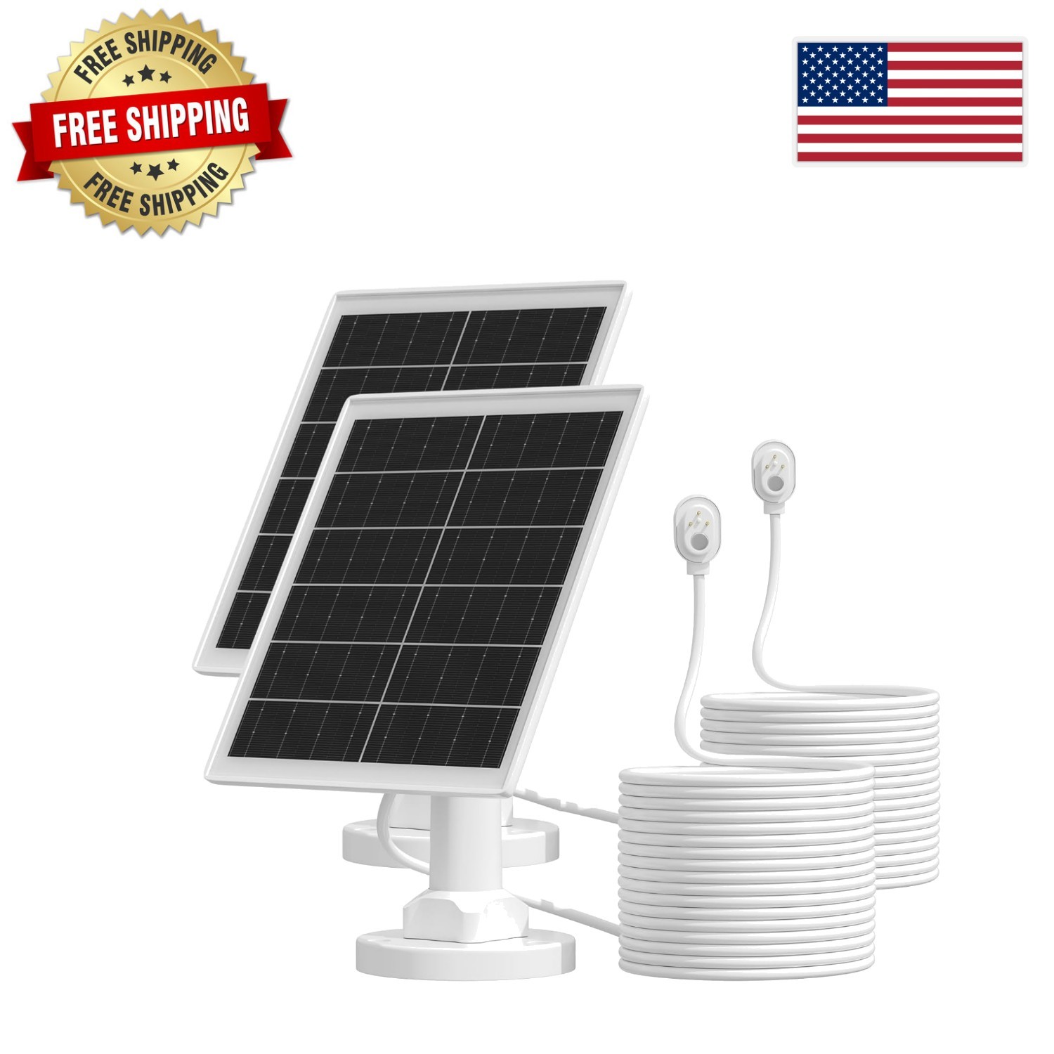 2 Pack 5W Solar Panel Chargers – Continuous Power for Arlo Security Cameras