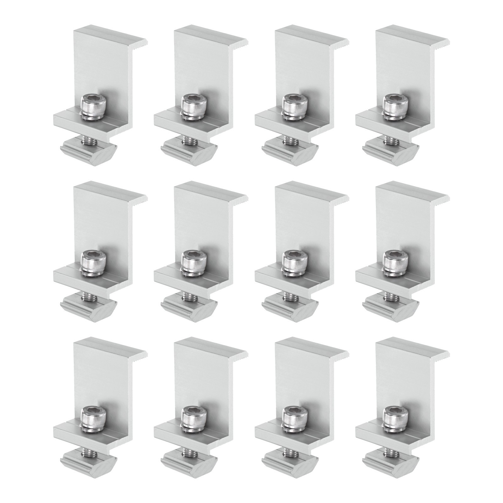 12pcs Solar Panel Mounting 45mm Z Clip Aluminum End Clamp for RVs White