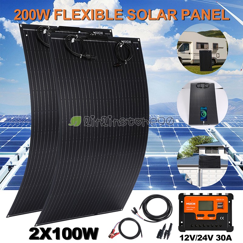 400W Solar Panel Kit W/ Controller 18V Home Garden RV Rooftop Camping Off-Grid