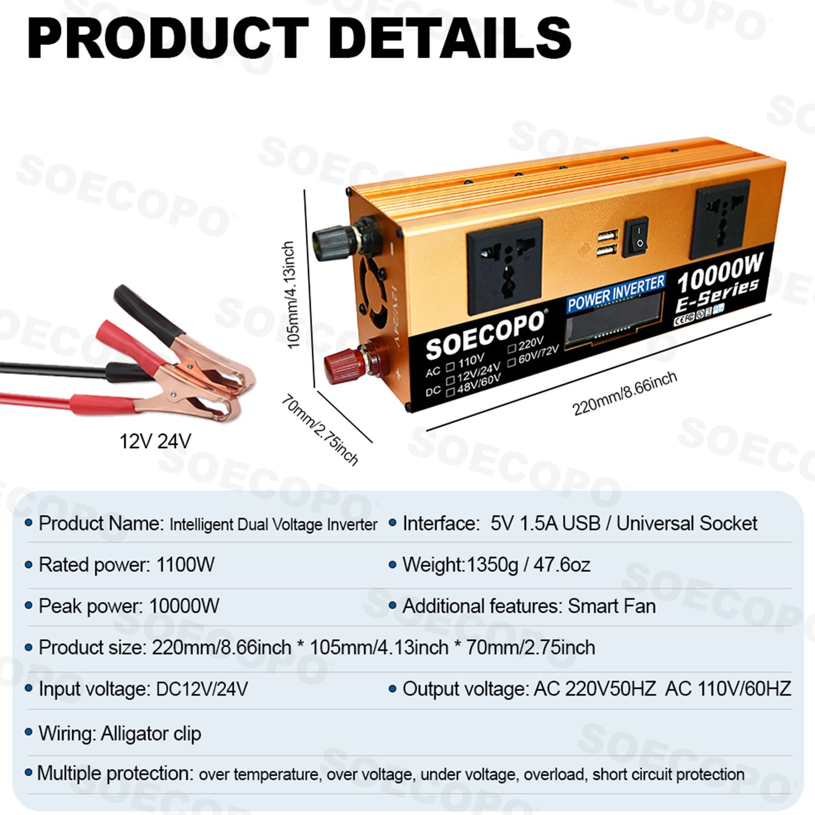 SOECOPO off grid portable 10000W Peak Solar Kit 2pcs Flexible Panel Controller