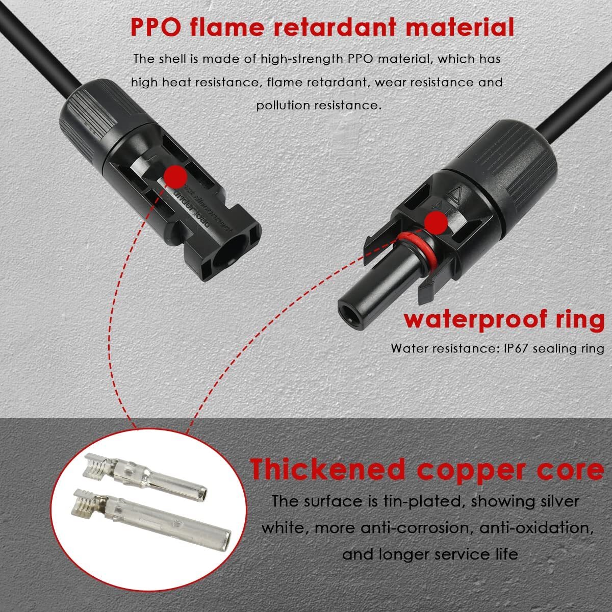 Solar Panel Extension Cable Wire Connector Set 6mm² 4mm² Cable PV Modul Adapter