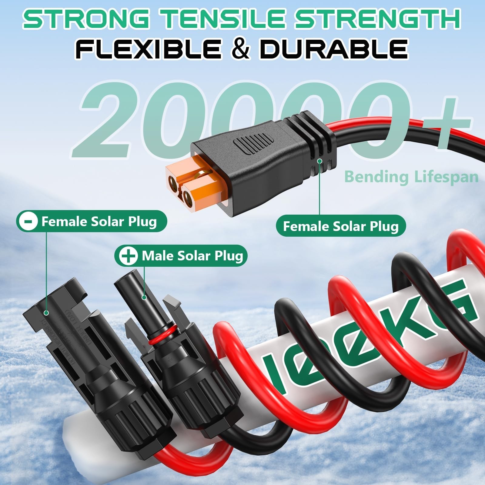 25FT 10AWG Solar XT60i Cable, Solar Panel Connector Extension for Power Station
