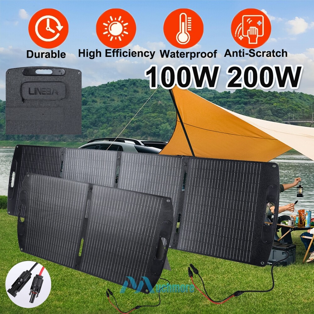 200W 100W Watt Portable Solar Panel Foldable+PWM Controller for Outdoor Camping