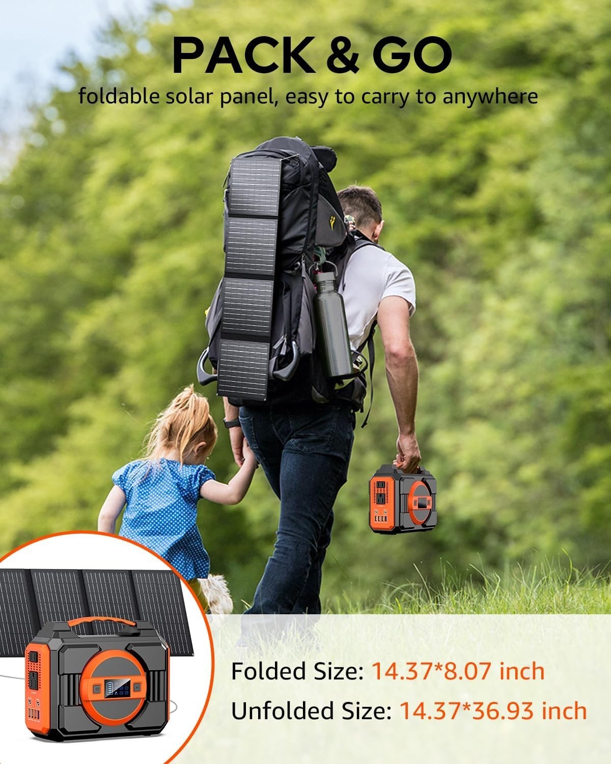 Solar Powered Generator 300W Rated, Portable Solar Generator Power Station wi…