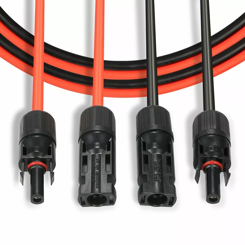 10 AWG Solar Panel Extension Cable PV Wire Solar Connectors Pair Black Red 6mm²