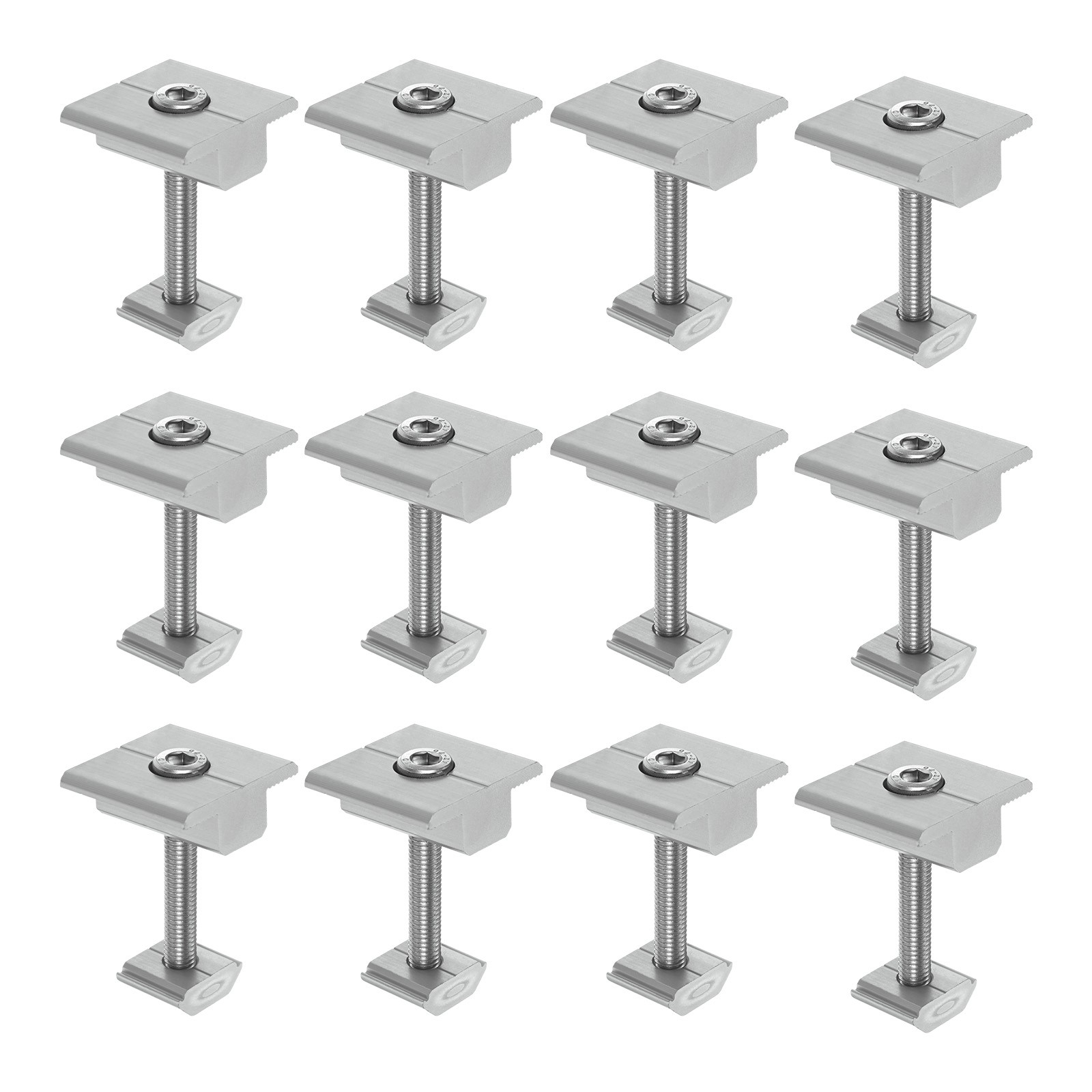 12pcs Solar Panel Mount Mid Clamps t Clips 45mm Aluminum for RVs White