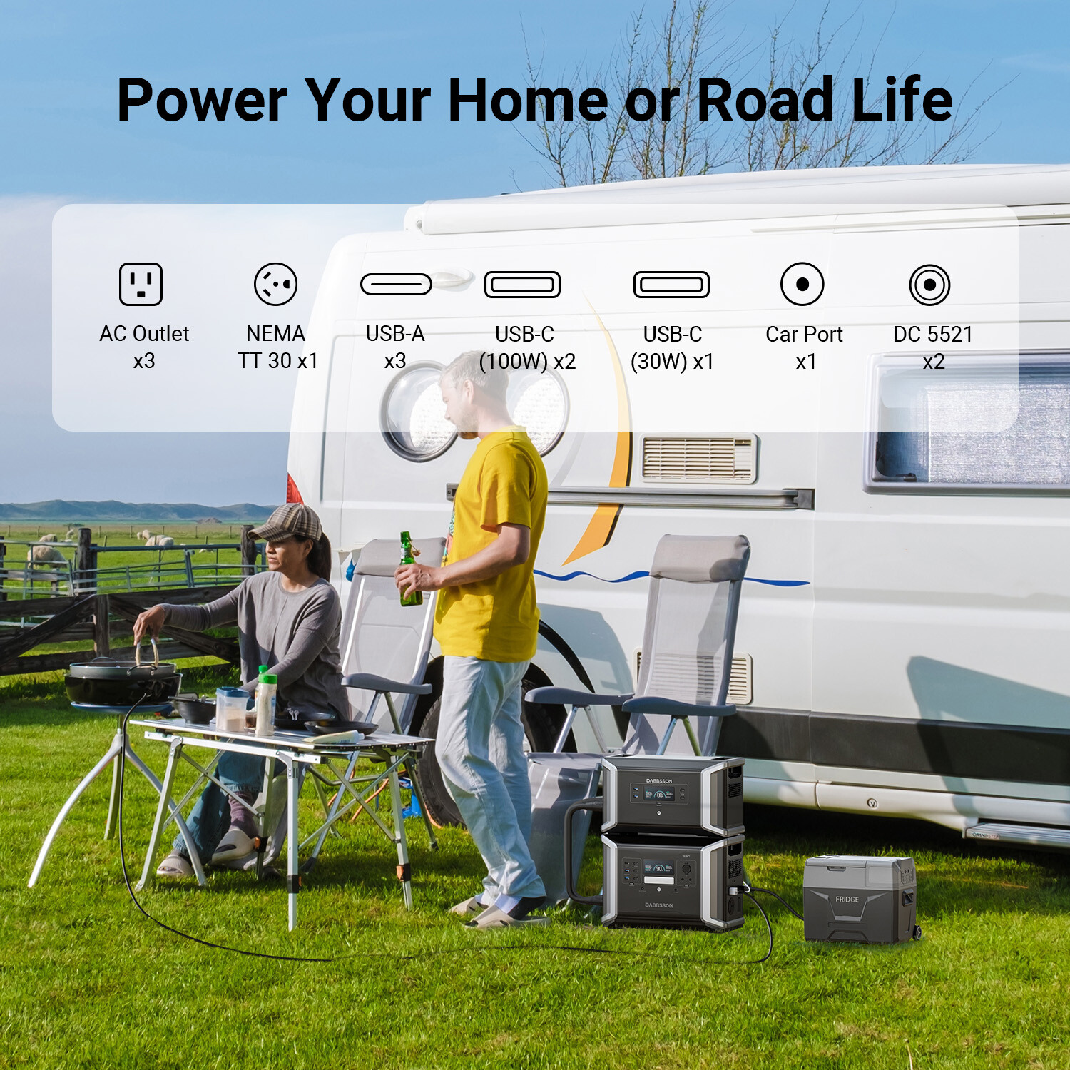 Power Station 4600W 4300Wh Solar Generator 2xDBS2100Pro Home Backup RV Dabbsson