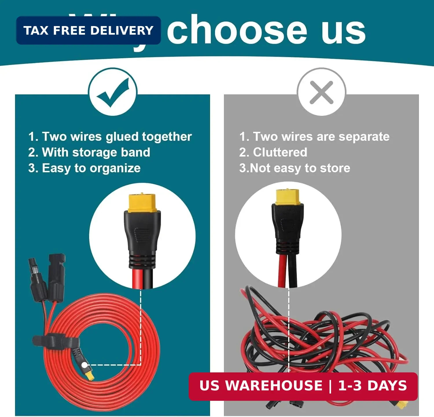 XT60 Connector, MC4 to XT60 Extension Charging Cable 2FT, Solar to XT60 Cable 10
