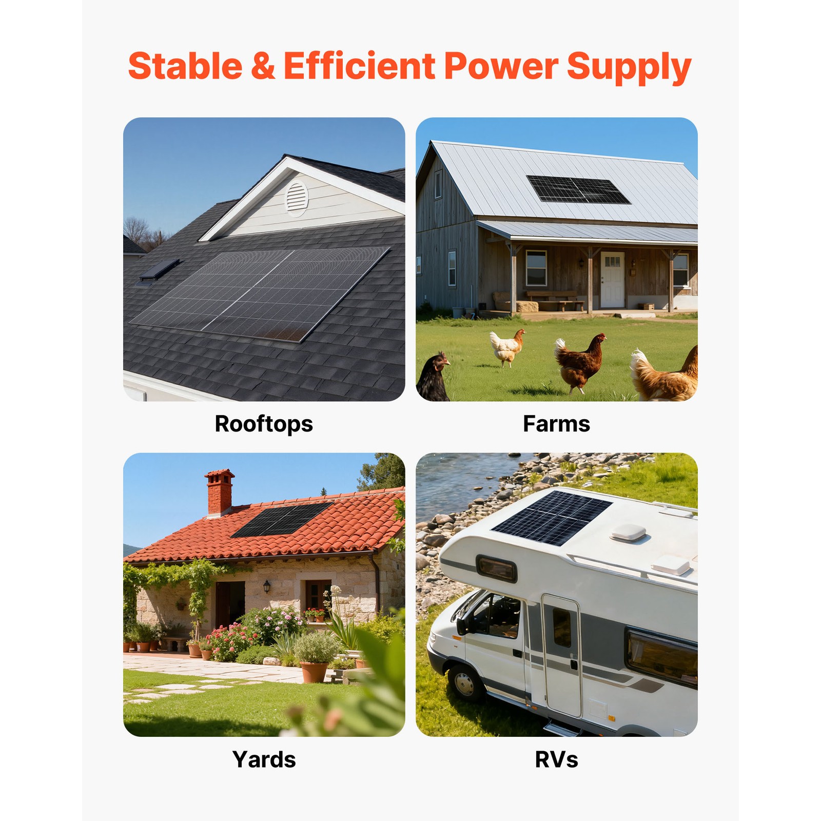 Uimoso 2PCS 400W Dual-Sided Solar Panels with 24% Efficiency Monocrystalline