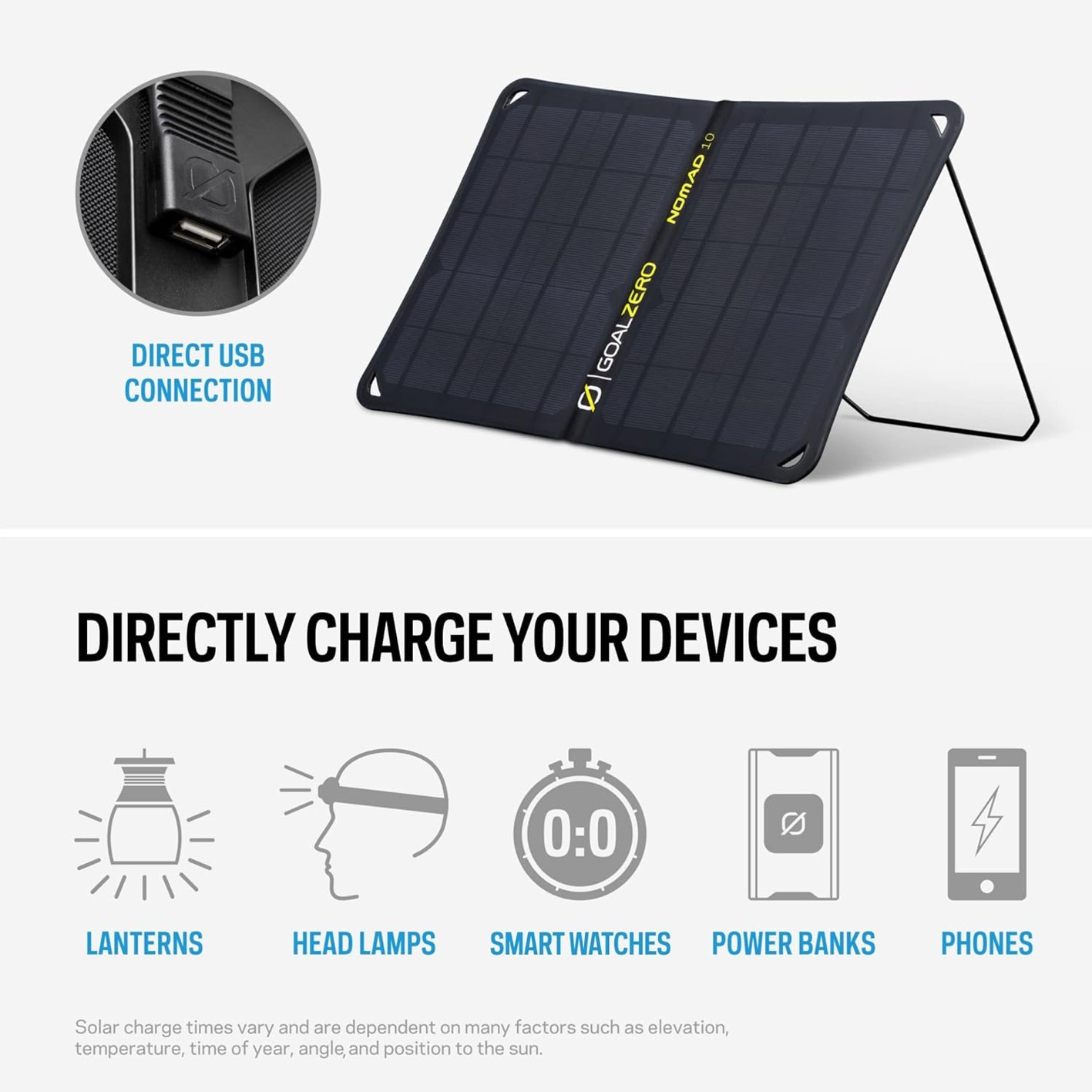 Goal Zero Nomad 20 20W Foldable Solar Panel Charger – Black (11910)