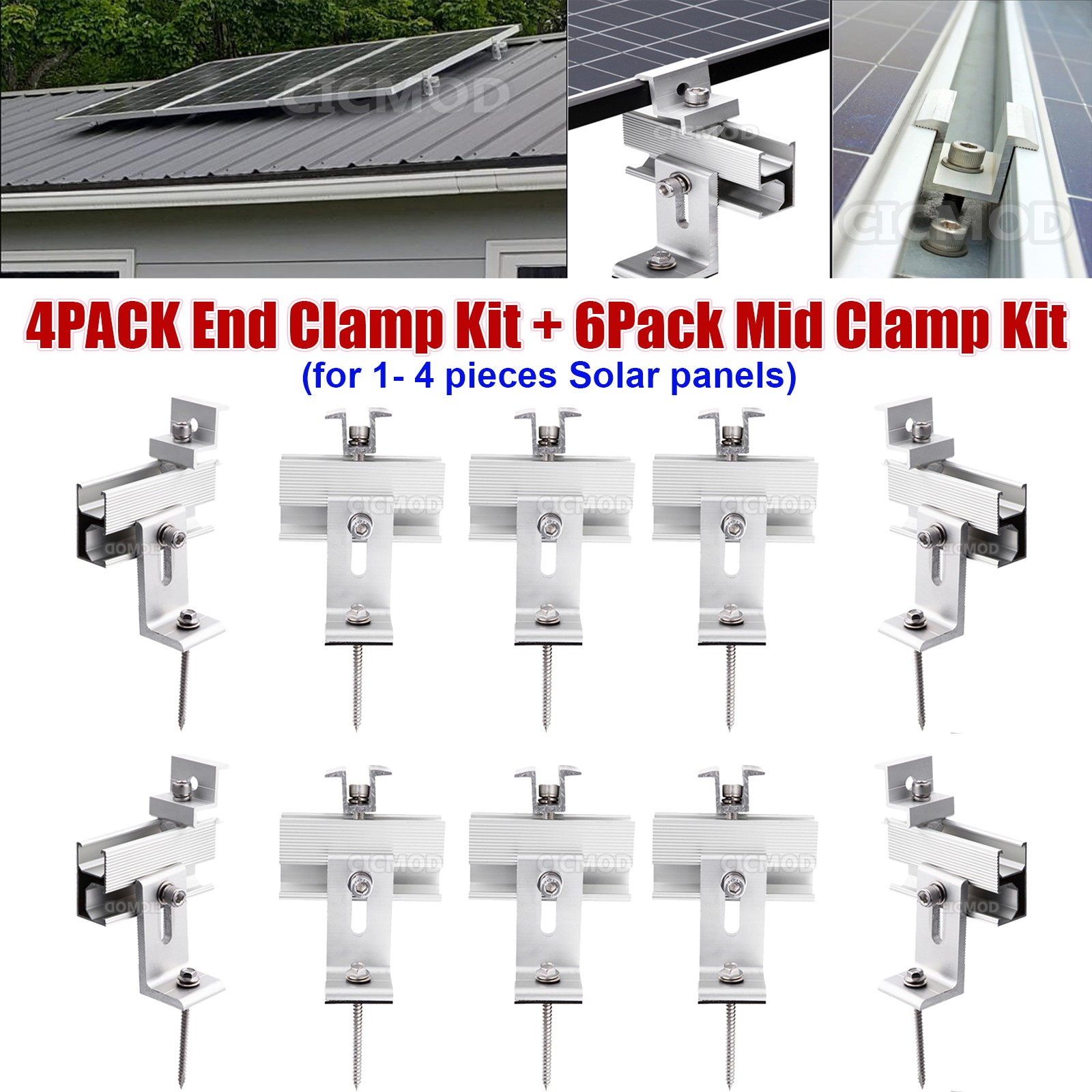 For 1-4Pcs Solar Panel Mounting Brackets Kit 30/35mm Roof Mount Clamp Universal