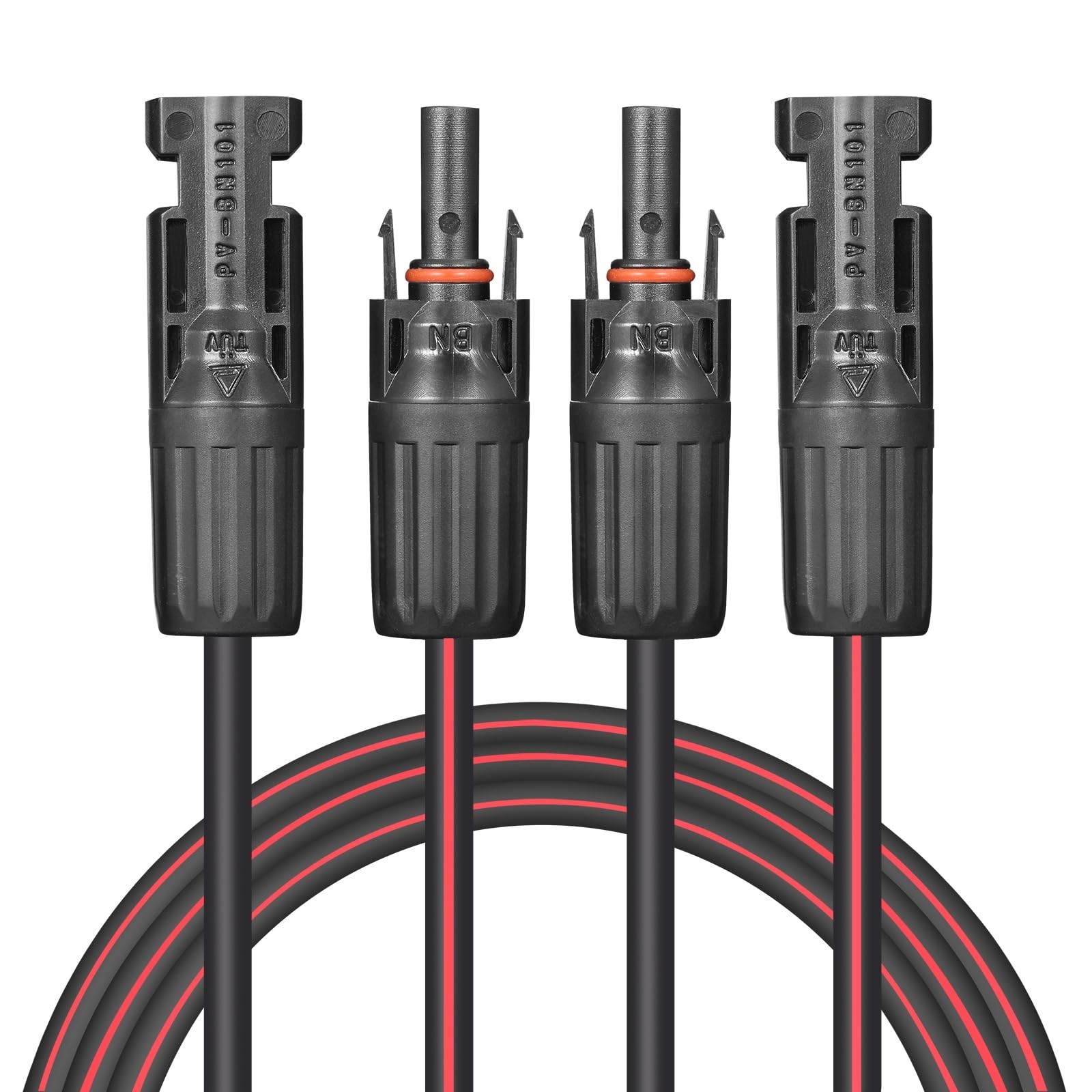 10ft 2×12 AWG Solar Extension Cable, Copper Twin Wire with Male/Female Connector