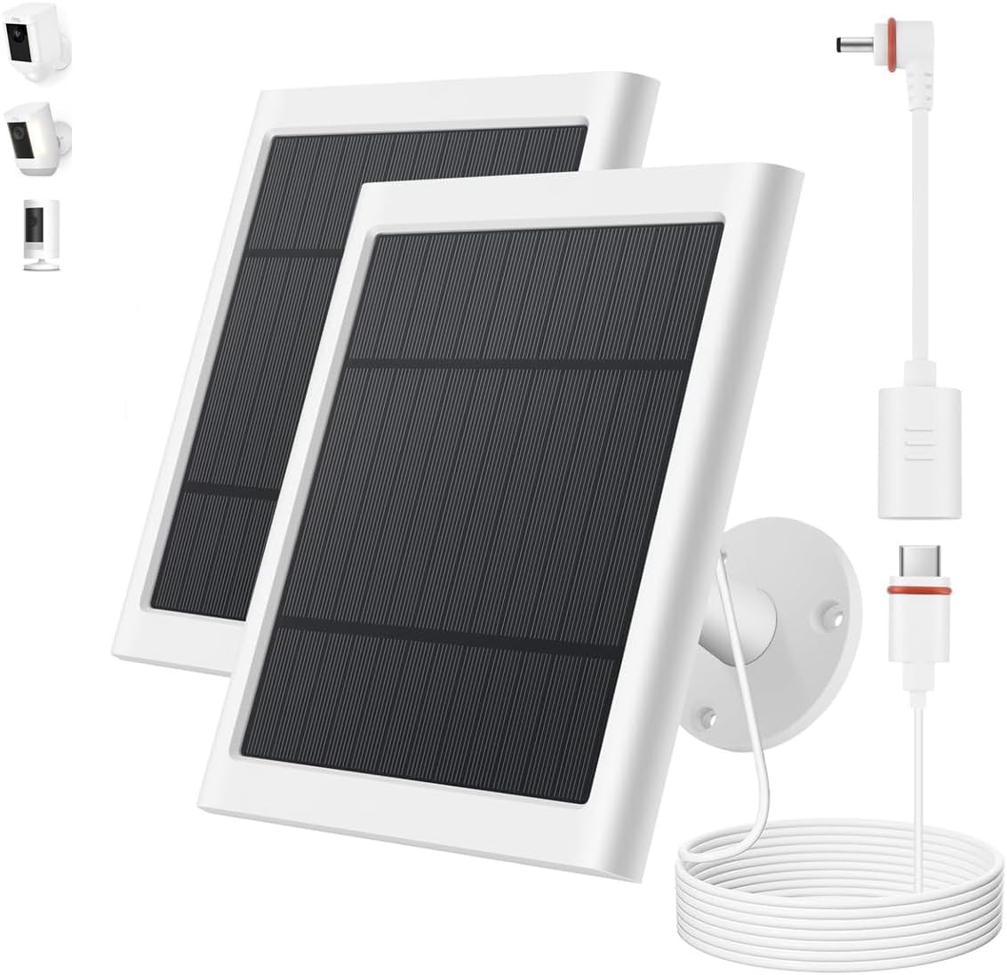 Solar Panel for Ring Camera, 2 Pack 4W Solar Charger Compatible with Rings Spotl