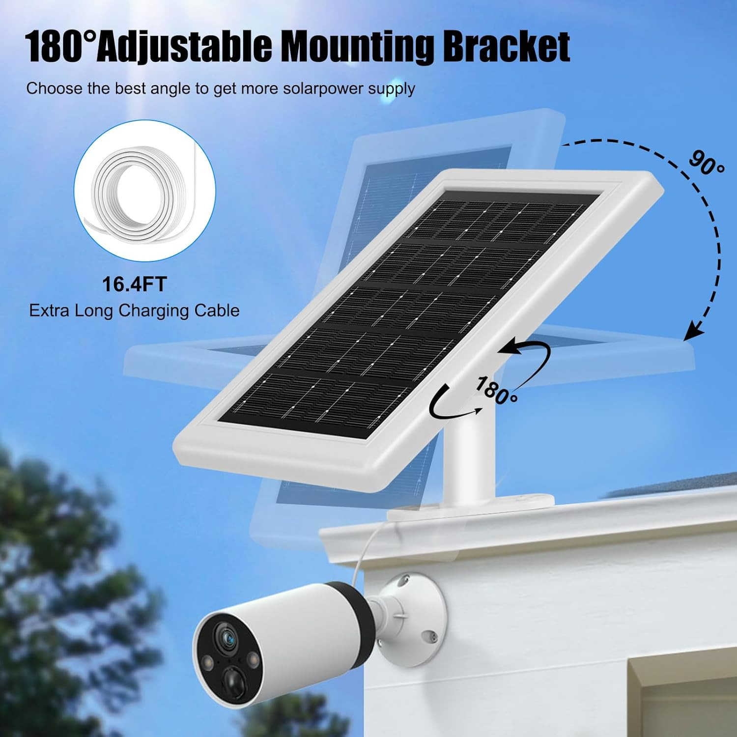 Solar Panel Charger,Solar Panels for Security Camera, Solar Panel with Micro USB