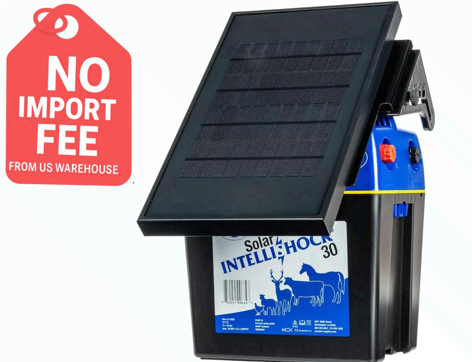 Prem𝔦er 1 IntelliShock 30 Solar Fence Energizer 0.3J Portable Charger