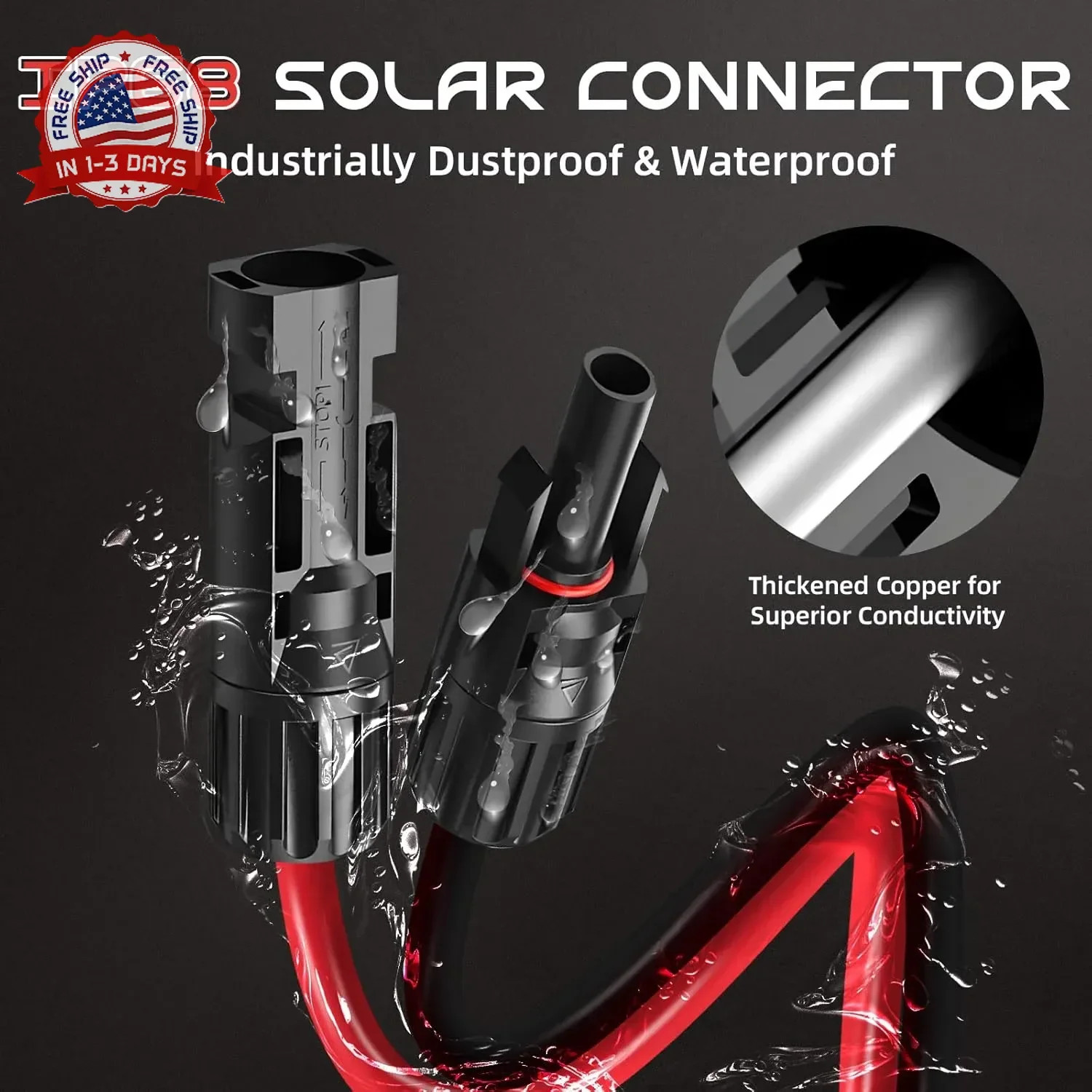10FT 10AWG XT60 Solar Charging Cable, GIBBAB Solar Panel Connector to XT60 Exten